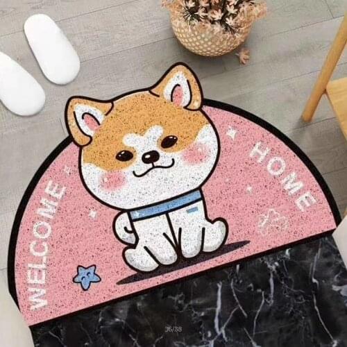 Welcome Doormat Cartoon Sand Scraping Dust Door Entrance Hallway Bath Non-slip Rug Dust Removal Carpet Wire Loop Footpad Doormat