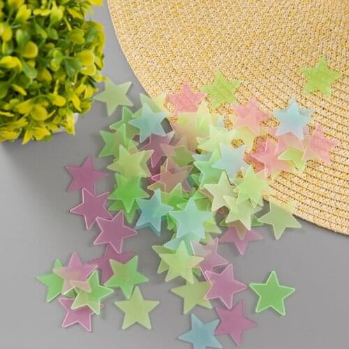 Sale Hot 100PCS Beautifully Fluorescent star wall stickers kids rooms Bedroom Decor 3D Star Glow Shine in the Dark wall Decor