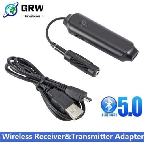 GRWIBEOU BT 5.0 Audio Adapter Wireless 2-in-1 Audio Receiver and Transmitter Dual Mode Portable Adapter Black