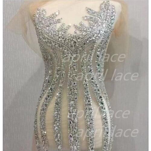 Stock Mia004# silver hand made stone beads luxury front cutting accessory for decorative/wedding bridal /fashion designer