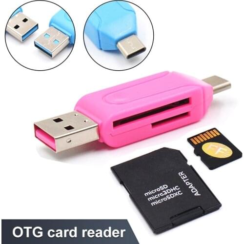 SD Card Reader USB C Card Reader 3 In 1 USB 2.0 TF/Mirco SD Smart Memory Card Reader Type C OTG Flash Drive Cardreader Adapter