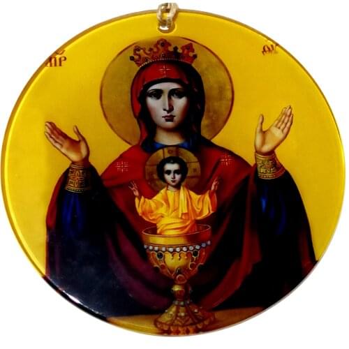 Virgin Mary and Child Jesus Picture Fusion Glass, Handmade Wall Ornament