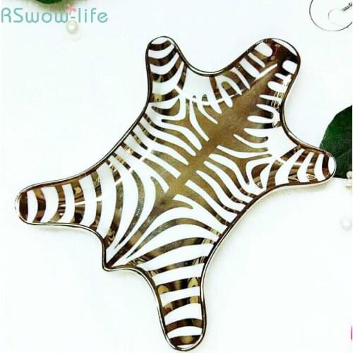 Ceramic Handicraft Acceptance Plate Golden Tiger Electroplated Jewelry Creative Home Ring Disk Decorative Tray Europe Porcelain