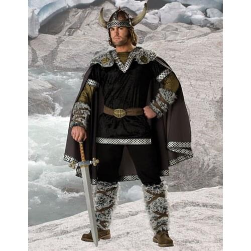 Middle Age Battle Viking Norman Warrior Cosplay Costumes Mens Medieval Warriors Armor Cape Cloak Helmet Outfit Set For Adult