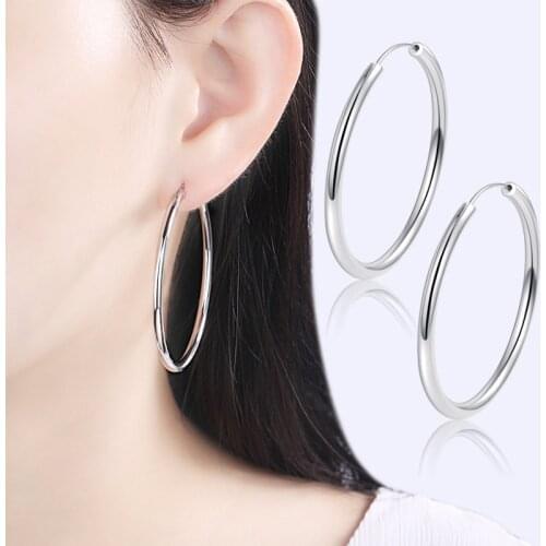 BLIJERY New Fashion Silver Color Thick Hoop Earrings For Women Brincos Smooth Round Circle Earrings Temperament Jewelry Gift