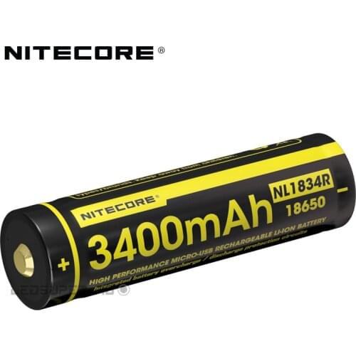 Hot Sale Nitecore NL1834R 3400mAh Micro-USB 18650 Li-ion Rechargeable Battery with Charging Port