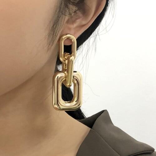 Trendy Jewelry Vintage Statement Earrings Popular Design Golden Plating Geometric Square Drop Earrings For Women Party Gifts