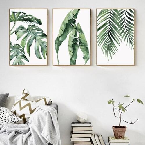 Watercolor Plant Green Leaves diamond painting 3 pcs set Modern Triptych Painting Art Aisle Living Room Unique home Decor WW117
