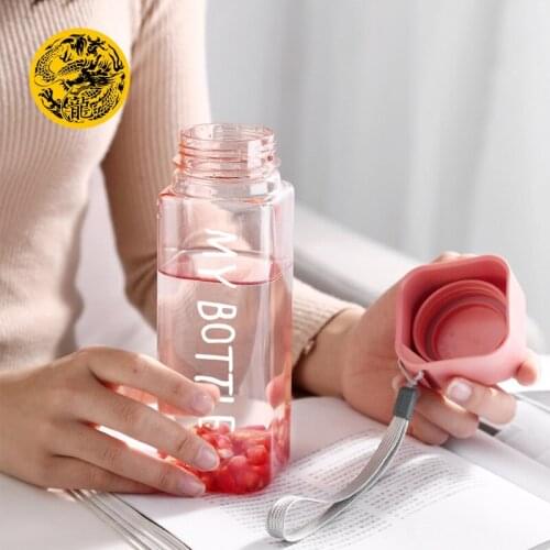 New Water Bottles 500ml Plastic My bottle for water with Rope Frosted Square drink bottle Sport Korean style Heat resistant
