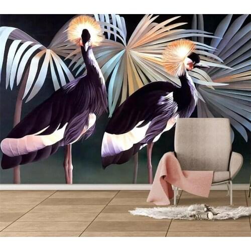 Custom wallpaper 3d hand-painted tropical rainforest plant toucan background wall living room bedroom decoration painting обои