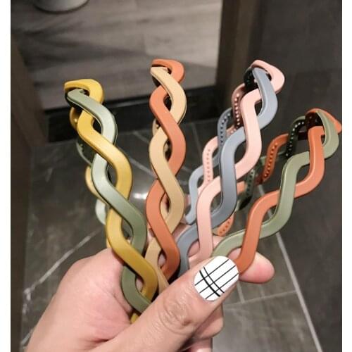 Korean Headdress Sweet Girl Cute Frosted Twist Winding Headband Candy Color Headband Hair Accessories