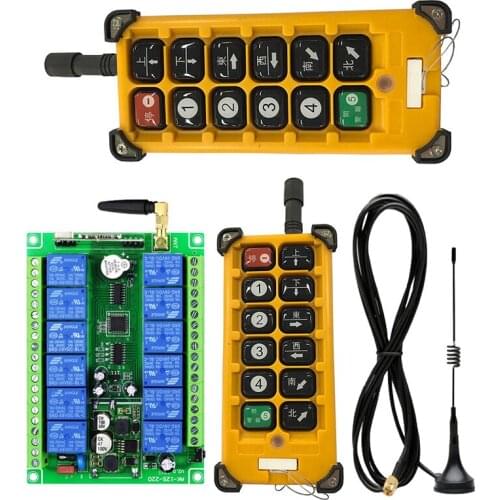 3000m Industrial DC 12V 24V 36V 48V 12CH RF Wireless Remote Control Overhead travelling crane System Receiver Suckers antenna