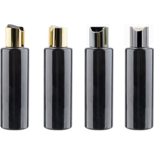 50pcs 150ml Empty Black Liquid Soap Lotion Cosmetic Bottle Containers Gold Aluminum Disc Top Cap,Metal Cap Lotion Bottles