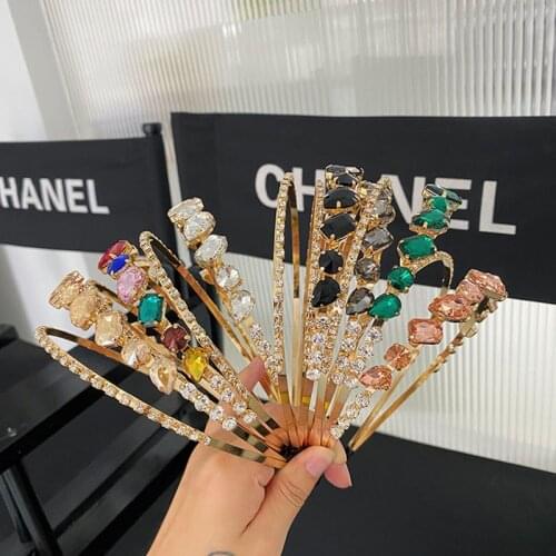 Luxury Baroque Alloy Rhinestone Headbands Fashion Hair Accessories Women Full Rhinestone Hollow Double Hairband Cute Hair Hoop