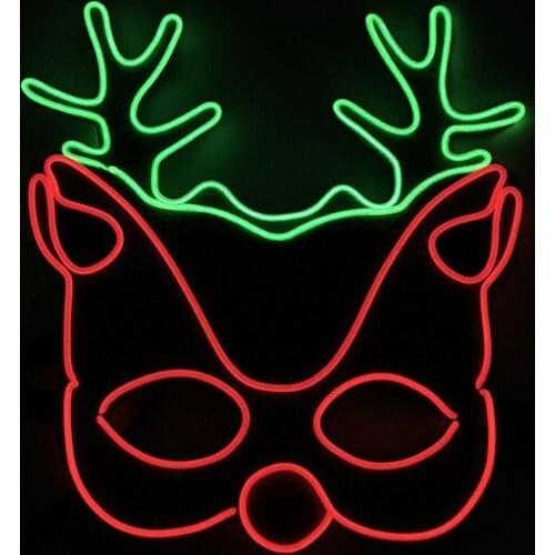 Christmas Animals EL Wire Mask Red Nose Deer Santa Reindeer Snow Man Festival Decoration Party Supplies Glowing Mask
