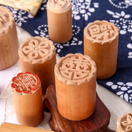 Manual Wood Dessert Seal Stamp DIY Pastry Cake Cookie Moulds Traditional Chinese Moon Cake Mold Bakeware Mold