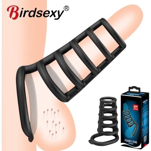 Silicone dual cock ring delay ejaculation for men Couple sexual toy adult sex lock Mens ring penis enlargement Erection product