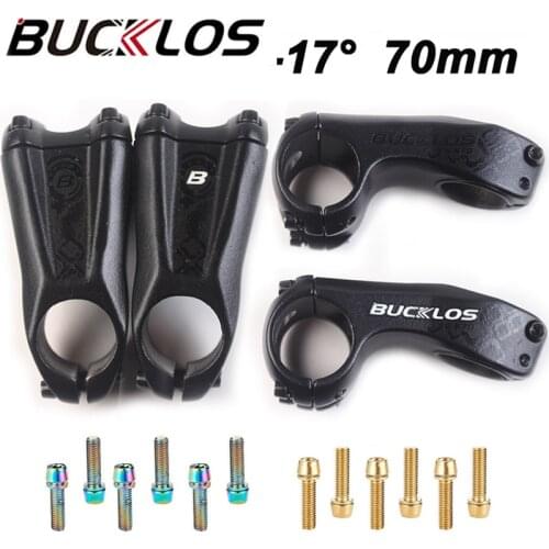 BUCKLOS 17 Degrees Mountain Bike Stem Aluminum Alloy 31.8mm Road Bicycle Stems 70mm Bicycle Handlebar Stem Bike Part