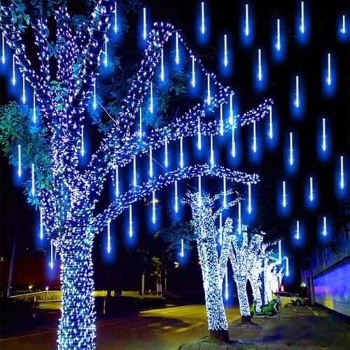 30cm Falling Rain Lights Meteor Shower Light Outdoor Waterproof Holiday Strip Light For Garden Christmas Tree Wedding Decor