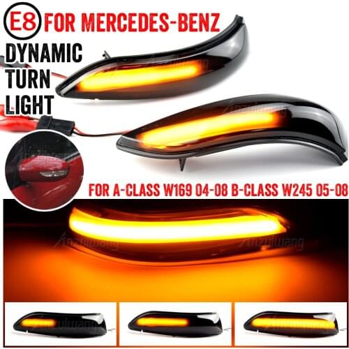 W245 2x LED Dynamic Side Wing Rearview Mirror Light For Mercedes For Benz A B Class W169 W245 2004 2005-2008 Turn Siganl Lights
