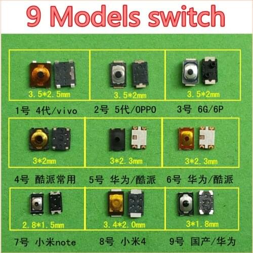 Free shipping Tactile Push Button Switch Micro Switch for switch mobile phone 9 models 45pcs