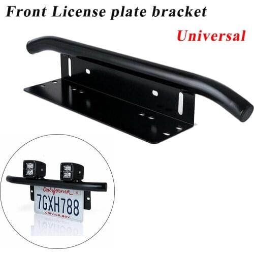 Universal Bull Bar Front Bumper License Plate Frame Log Light Mount Bracket SUV Lamp Holder Off Road LED Work Light Bar Aluminum