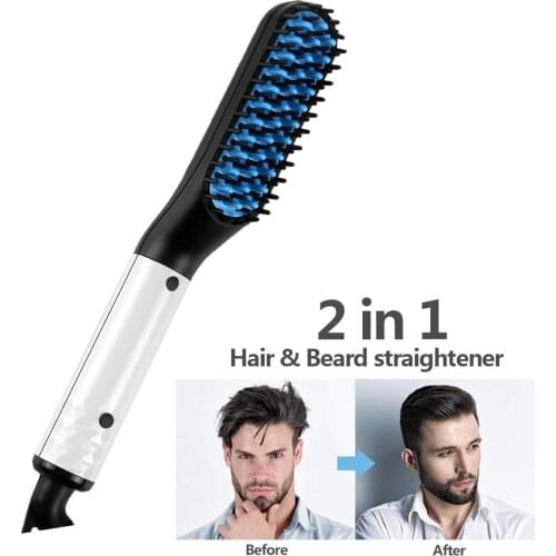 Heating Beard Straightener for Men New Version Quick Hair Styler Show Cap Comb 30s Heats Up Straightening Hair Beard Irons