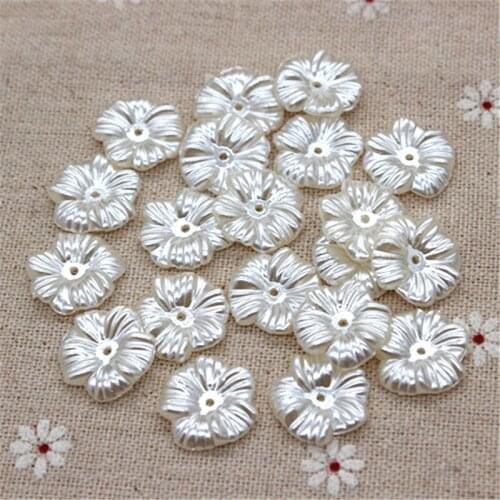 100pcs/lot 17mm Pearl White ABS Imitation Pearl Beads Fake Flower FlatBack Cabochon DIY Scrapbook Craft/Jewelry Deco,V230