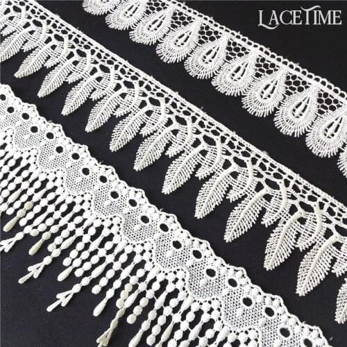 4 Yards DIY Apparel Sewing & Fabric White Polyester Leaf Tassel Venice Lace Trim Curtain Garment Accessories
