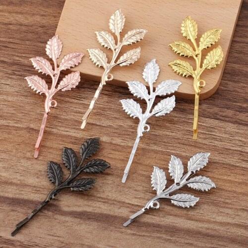 500pcs Metal Hairpins Flower Olive Branch Leaf Base for DIY Women Girls Headwear Hair Clip Hair Accessories Jewelry Wholesale