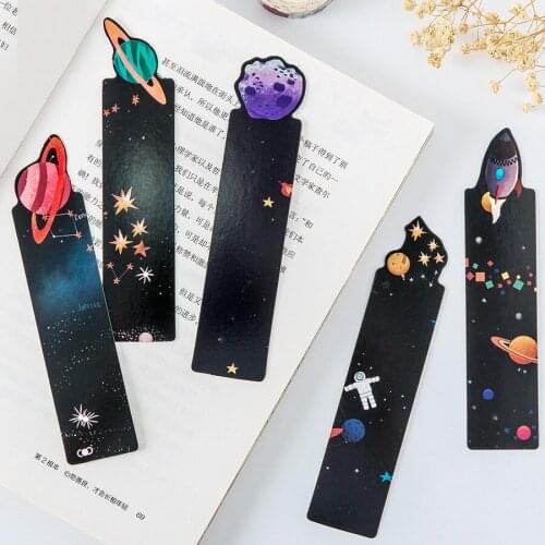 6 set/Lot Galaxy bookmarks for reading books Planet Space star page holder Novelty Office School supplies marcapaginas EC960