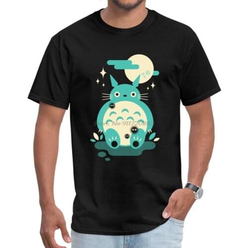 Anime Totoro Men Tops Shirts Cute Forest Spirit Family T Shirts STUDIO GHIBLI Miyazaki All Cotton Comic Tshirt tees