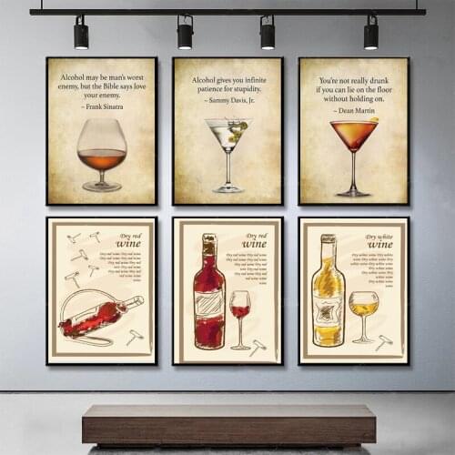 Bar Coffee Decor Drink Quote Bar Wall Art Canvas Painting Wall Art Pictures Posters and Prints for Living Coffee Bakery Decor