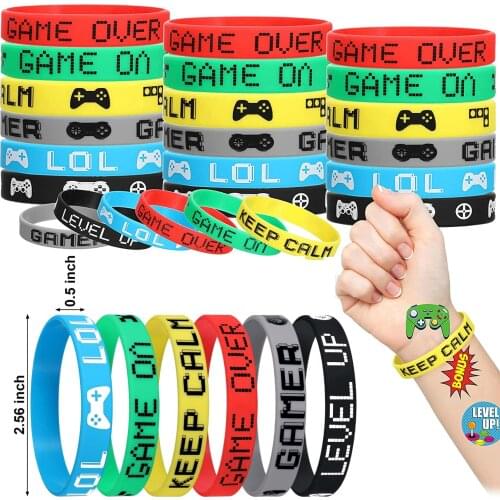 Video Game Bracelets Rubber Party Wristbands Supplies Colored Silicone Decorations Gamer Birthday Kid Boy Adult Happy Favors