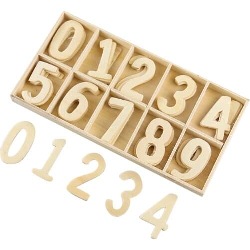 50PCS Wooden Numbers Natural Wood Digital Embellishments for DIY Arts Craft Display Home Wedding Birthday Party Cake Decor Tool