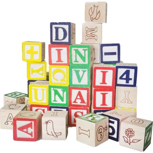 50 Pcs Wooden ABC Alphabet Numbers Cube Blocks Stacking Kids Toy Educational Children Early Learning Education Toys for Kids