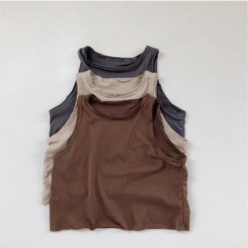 Korean Style Childrens Clothing Summer New Boys and Girls Solid Color Soft Waxy Kids' Waistcoat Sleeveless T-shirt Vest