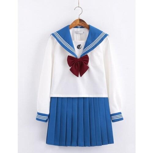 JK Uniform School Girl Kawaii Bow-knot Long Sleeve Top Skirt Japanese High-quality Sweet Girl Sailor Suit Student Cosplay Anime
