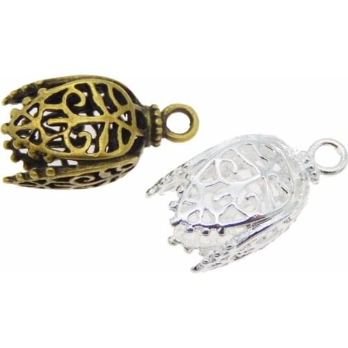 GraceAngie 4PCS Silver color Bronze Jewelry Hollow-Pattern Pendant Finding Handmade Fashion Jewelry Charms Mixed Color