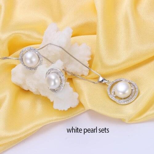 HENGSHENG 10-11mm Natural Pearl Women Jewelry Sets, Fine Jewelry Sets, Fashion Vintage Jewelry Pendant And Earrings