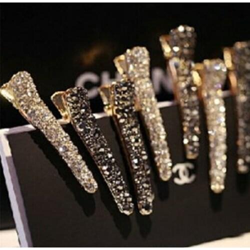 Imitation rhinestone hair accessories hairpin side bangs clip shiny alloy toothed pearl head clip duckbill clip