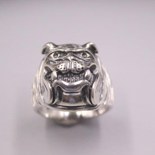 S925 Sterling Silver Ring Women Men Luck Bless Dog Shaped Square Ring 21mmW US8 / Best Gift