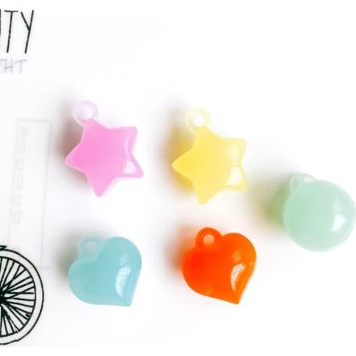 Round Star Heart Ball Beads Ear Drop Pendant Accessories Necklace Charms Jewelry Components Diy Material 10pcs