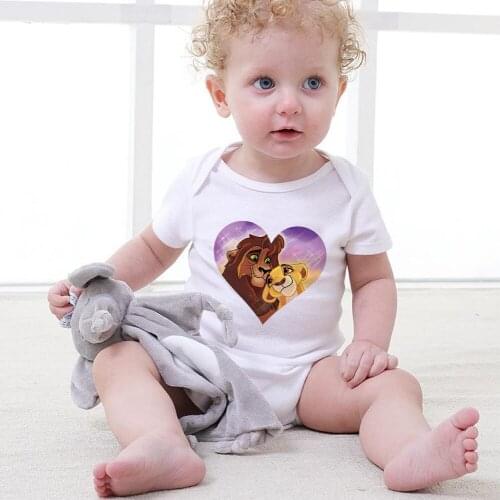 0-24M Baby Summer Girls Rompers Girl Short Sleeve Round Neck Overalls Newborn Jumpsuits Simba Love Lion King Baby Clothes