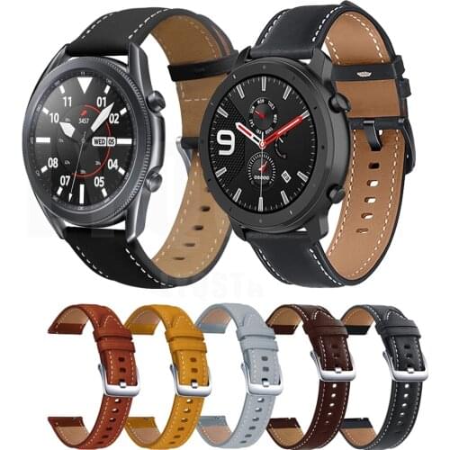 Hot 22mm Leather Strap for Samsung Galaxy Watch 46mm Watch3 45mm Bracelet For Huawei Watch GT 2 GT2 Pro 46mm Replacement Correa