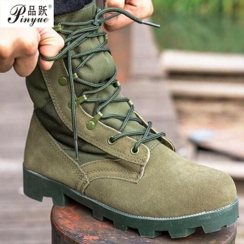 Men Tactical Combat Army Ankle Boots Breathable Hiking Shoes Hiking Camouflage Sport Work Safefy Mountain Climbing Shoes Boots