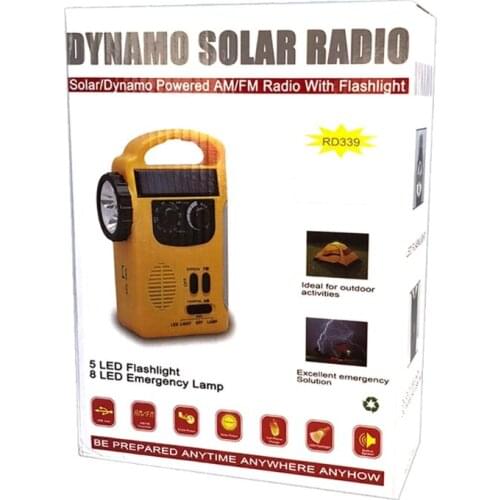 Outdoor Emergency Hand Crank Solar Dynamo AM/FM Radios Power Bank with LED Lamp