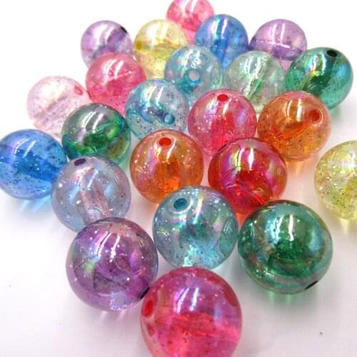 Very Nice 20MM Built-in Glitter AB Clear Chunky Beads DIY Accessories Perforated Beads For Kids Girls Jewelry Necklace Making