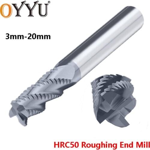 OYYU 1pcs Tungsten Steel Roughing End Mills 4 Flute 3-20mm HRC50 Wave Edge Milling Cutter machine Bits Router 6mm 8mm