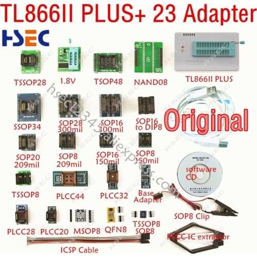 XGecu Original latest version TL866ii plus programmer+23 adapter SOP8 IC Clipreplace MiniPro TL866CS TL866A Universal programmer